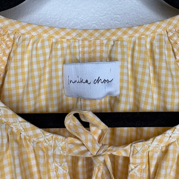 Innika Choo Mini Smock Embroidered dress orange gingham Size OS - Picture 3 of 10